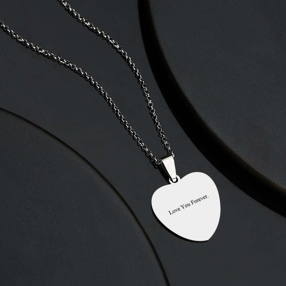 Photo Engraved Tag Necklace Heart-shaped with Engraving Gifts for Couple - soufeelau