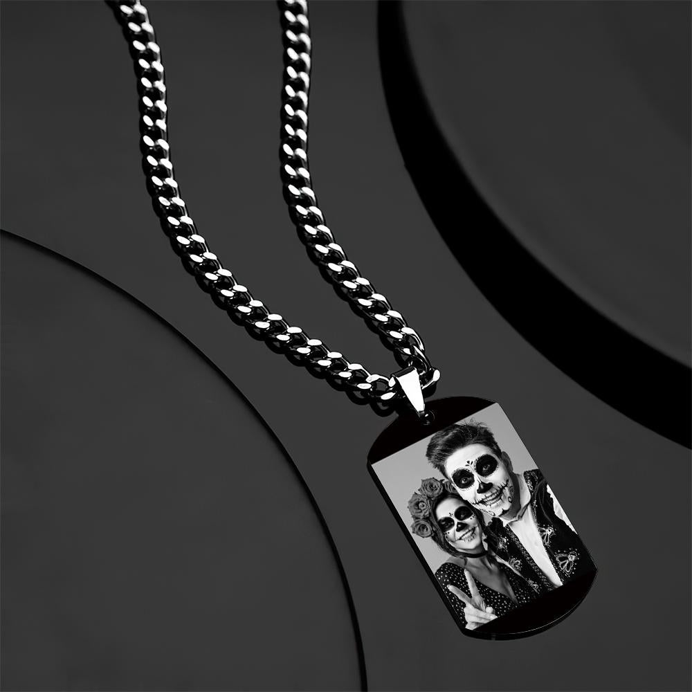 Custom Photo Necklace With Words Photo And Date Perfect Gift For Halloween - soufeelau