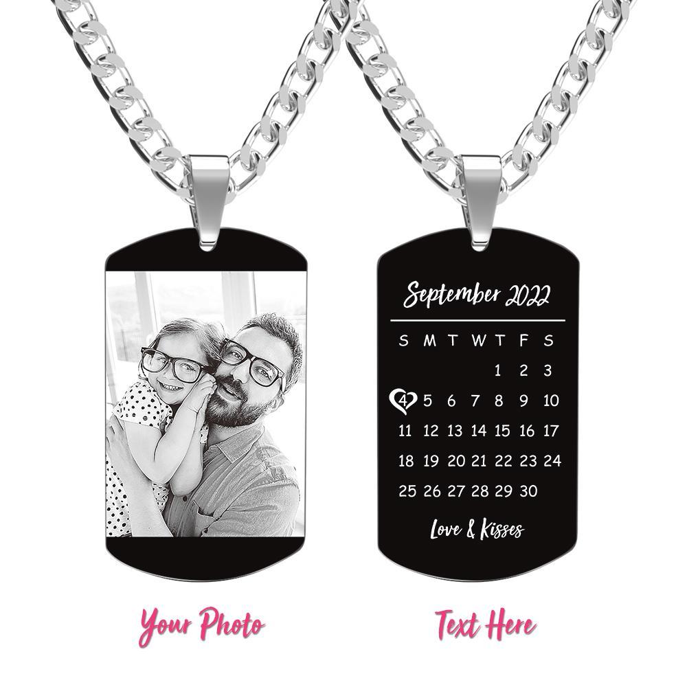 Custom Photo Necklace With Words Photo And Date Perfect Gift For Father On Father's Day - soufeelau