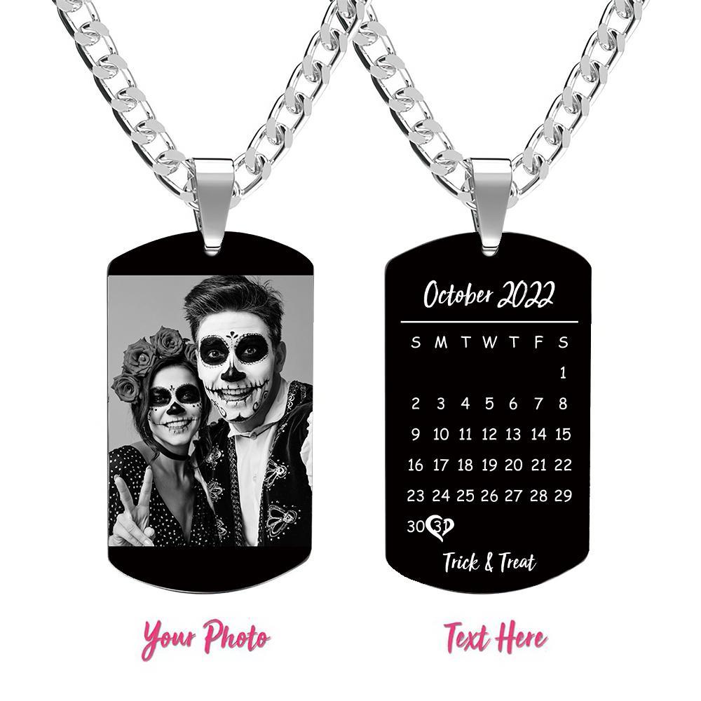 Custom Photo Necklace With Words Photo And Date Perfect Gift For Halloween - soufeelau
