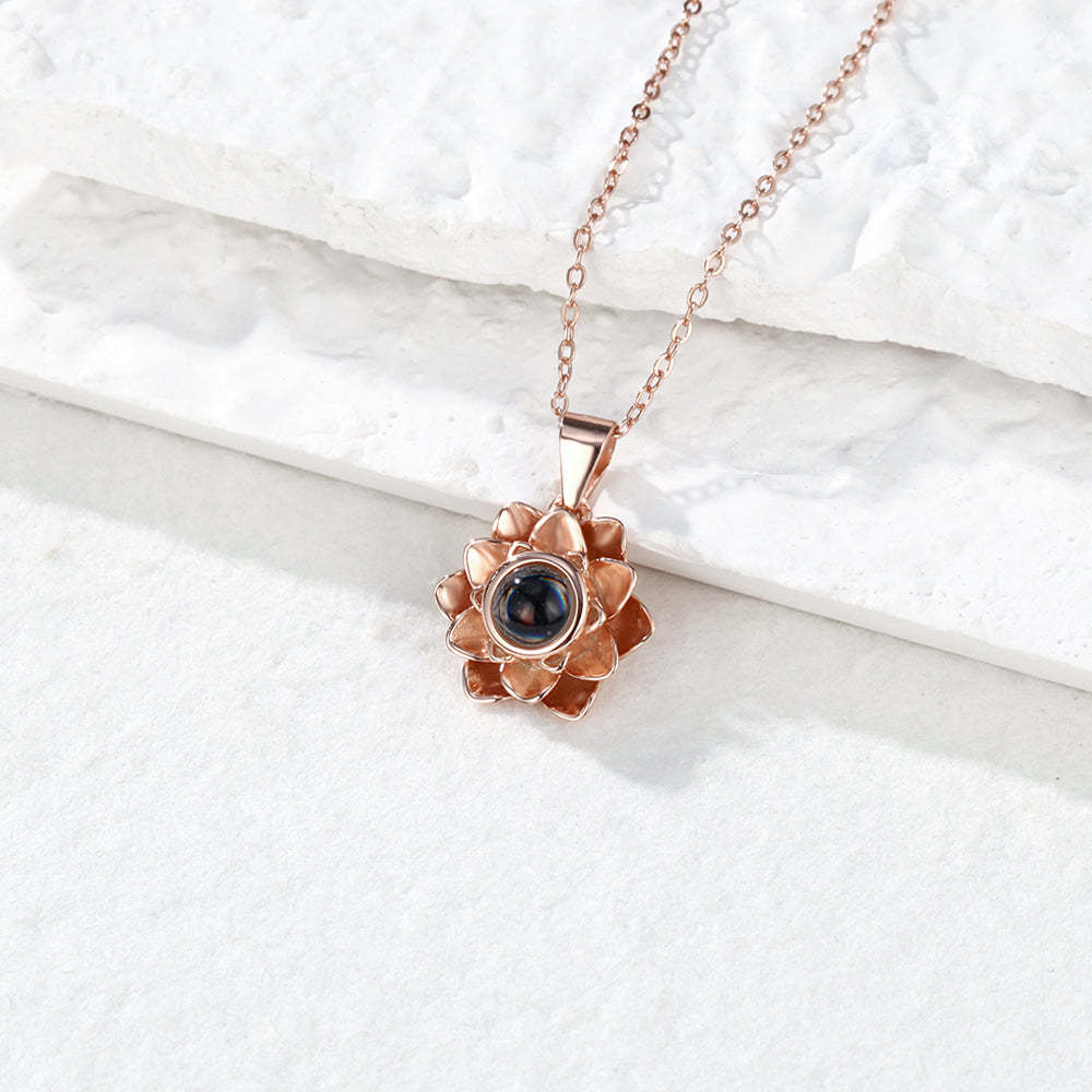 Custom Projection Necklace Lotus Shape Photo Necklace for Her - soufeelau