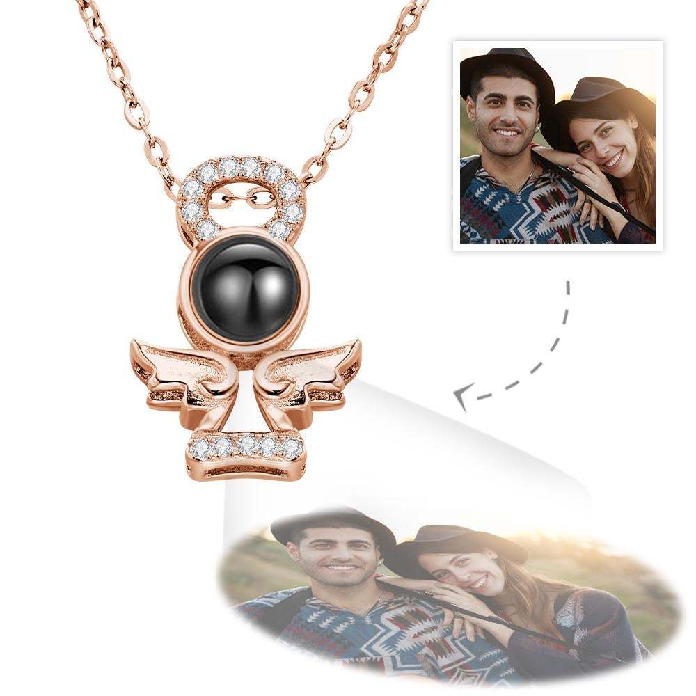 Custom Photo Projection Necklace Personalized Guardian Angel Photo Necklace Unique Gifts - soufeelau