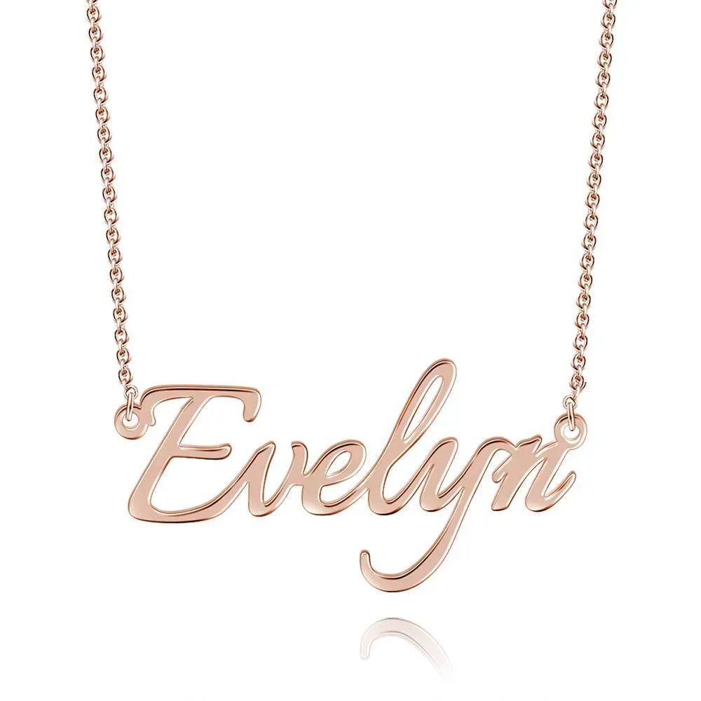 Personalized Name Necklace Black Gold Plated Silver