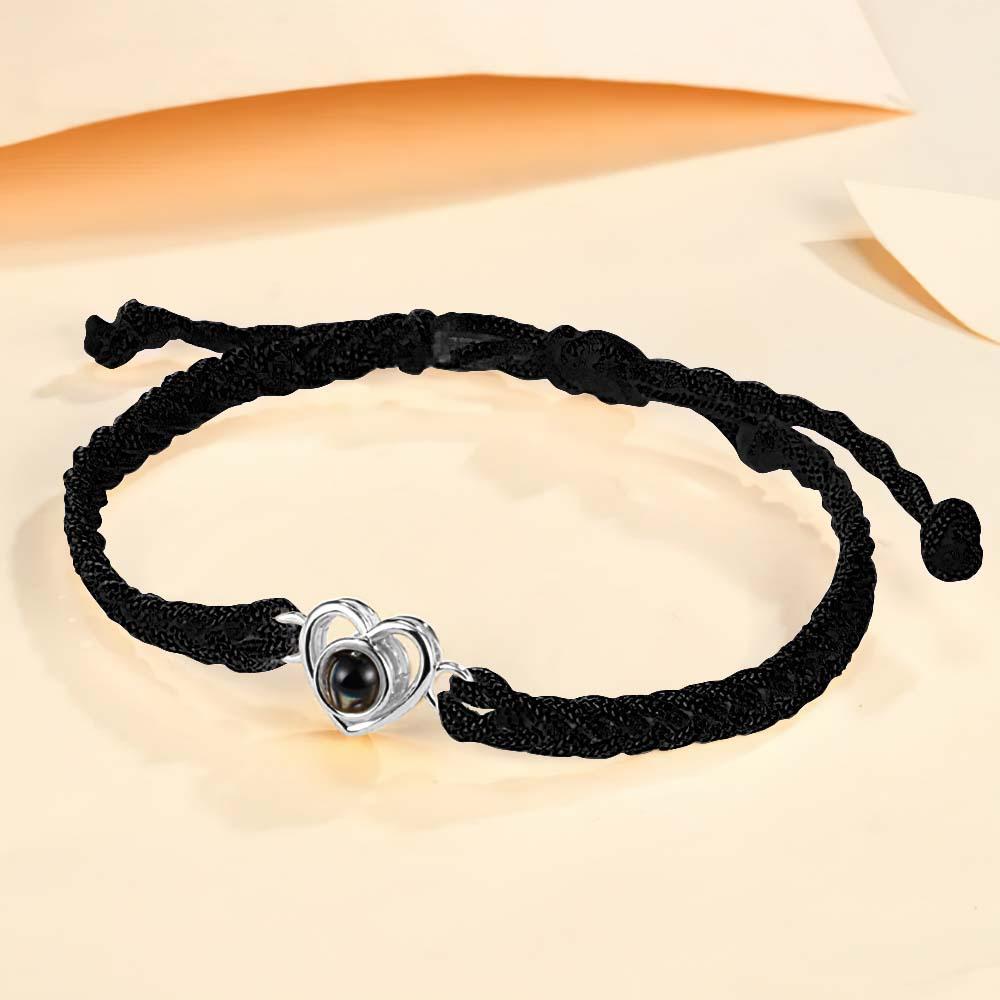 Custom Photo Projection Braided Rope Bracelet Memorial Photo Inside Bracelet Gifts for Her - soufeelau