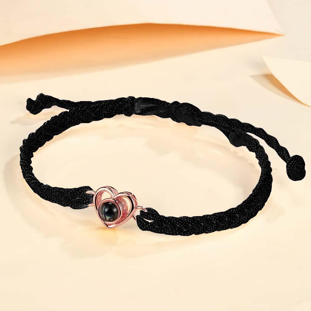 Custom Photo Projection Braided Rope Bracelet Memorial Photo Inside Bracelet Gifts for Her - soufeelau