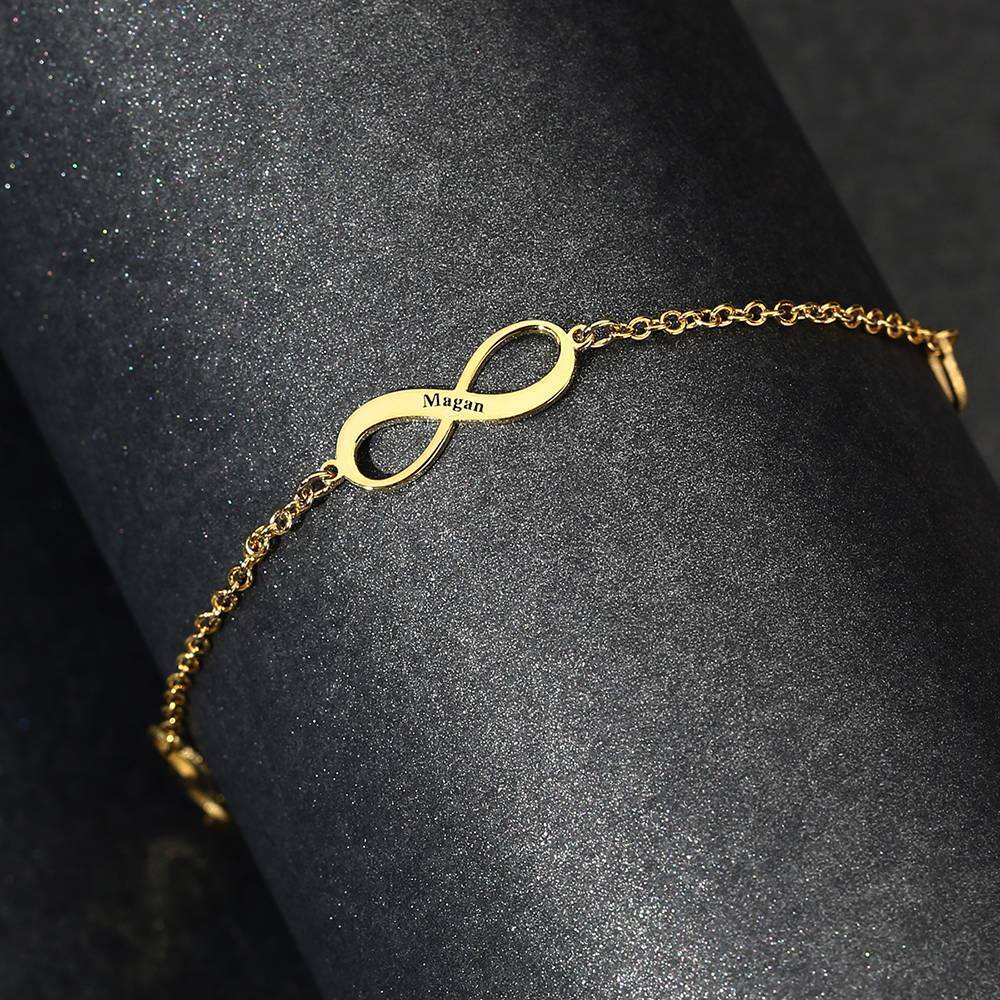 Engraved Infinity Anklet 14k Gold Plated Silver