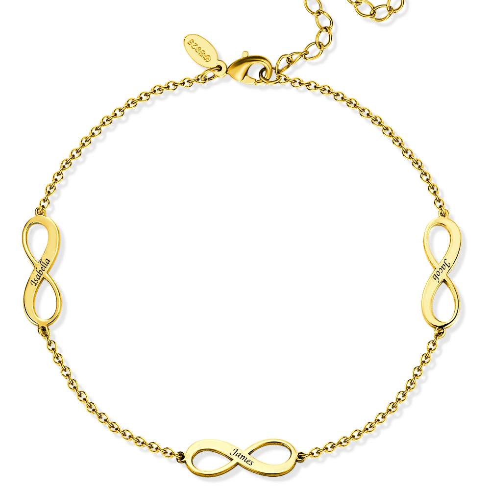 Engraved Infinity Anklet 14k Gold Plated Silver