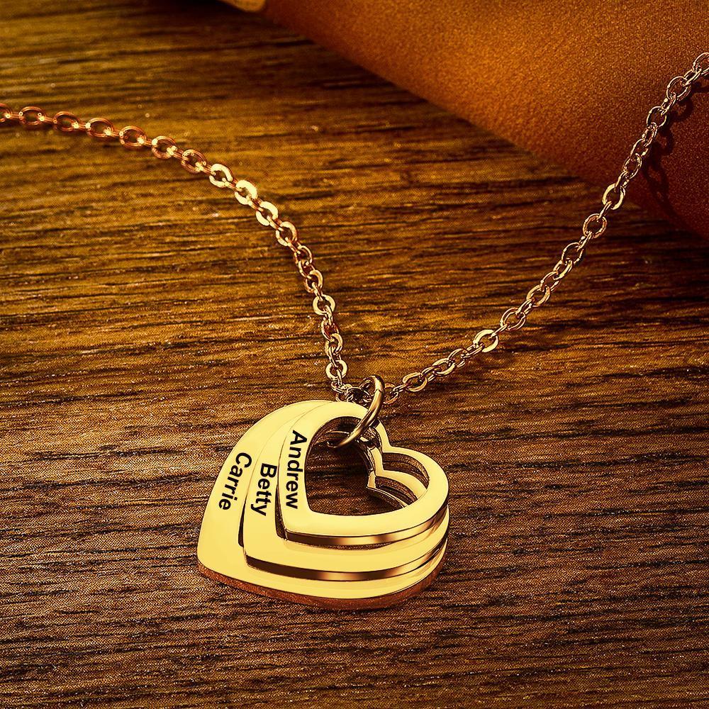 Engraved Necklace Disc Necklace Name Necklace Heart-shaped Memorial Gifts for Family