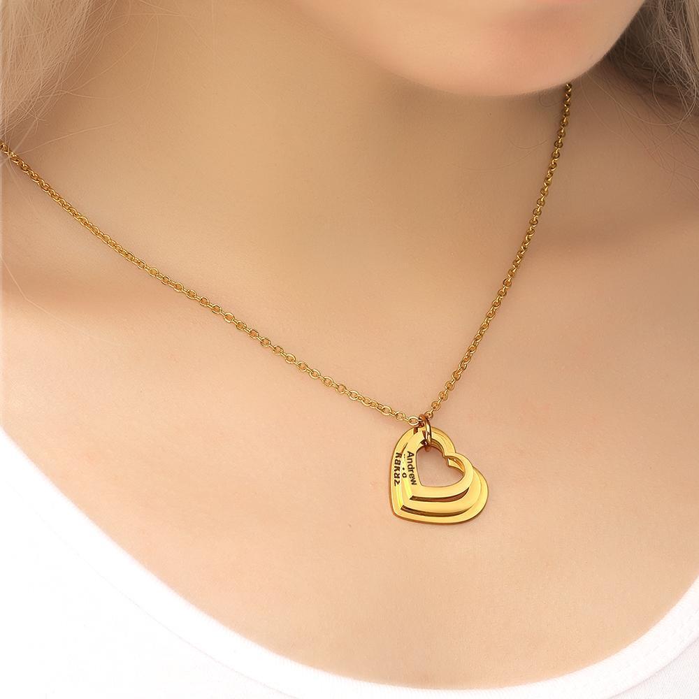 Engraved Necklace Disc Necklace Name Necklace Heart-shaped Memorial Gifts for Family