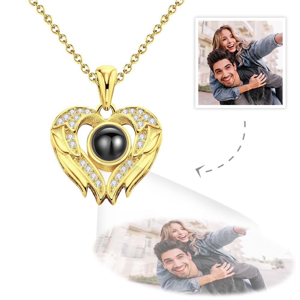 Custom Photo Projection Necklace Personalized Angel Wings Photo Necklace Unique Gifts - soufeelau