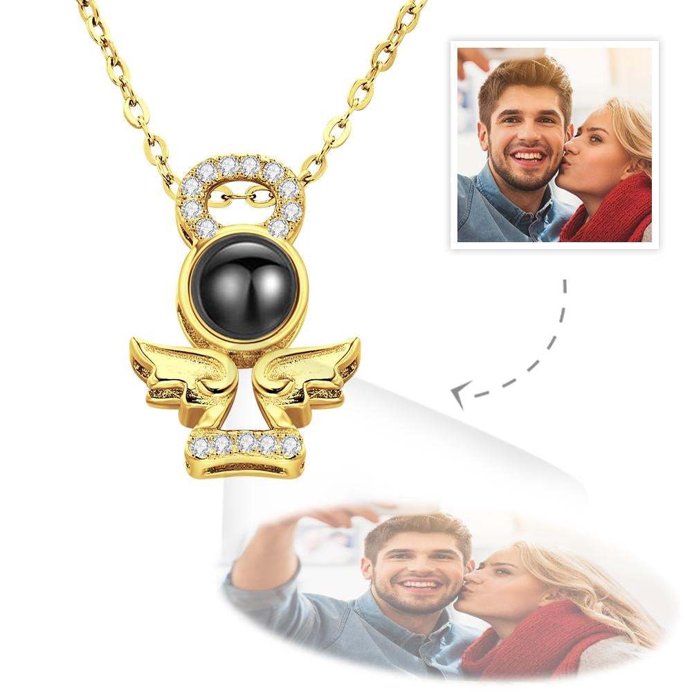 Custom Photo Projection Necklace Personalized Guardian Angel Photo Necklace Unique Gifts - soufeelau