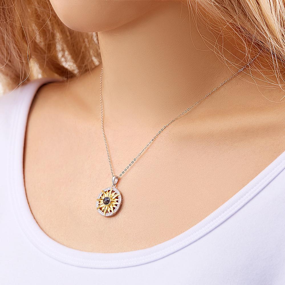 Custom Photo Necklace Projection Sunflower Simulation Fun Gifts - soufeelau