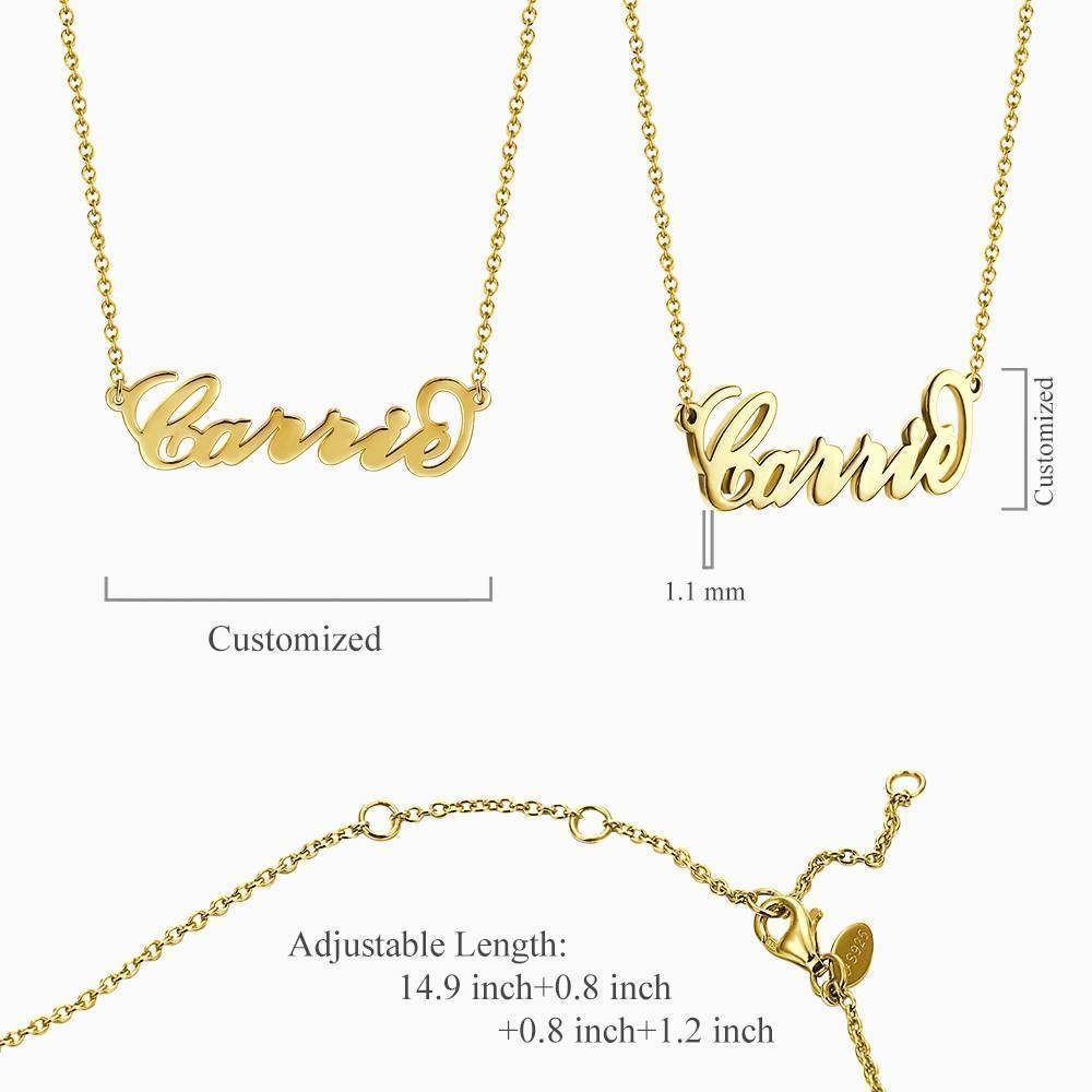 Carrie Style Name Necklace Black Gold Plated Silver - soufeelau