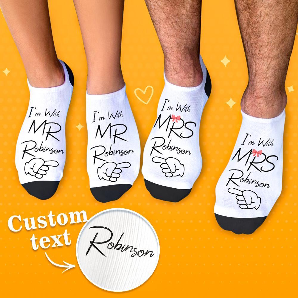 Fun Personalized Socks for Newlyweds Honeymoon Gift for Him and Her Matching Socks for Bride and Groom - soufeelau