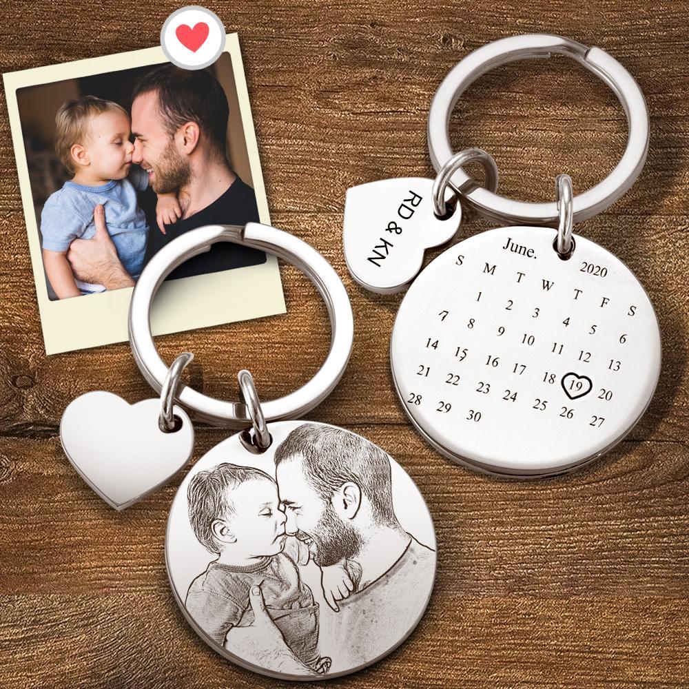 Personalized Calendar Keychain Significant Date Marker Gifts for Dad - soufeelau
