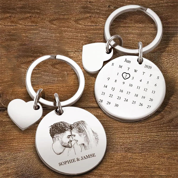 Customized Calendar Keychain Photo Keychain Couple Gift Wedding Memorial Keychain