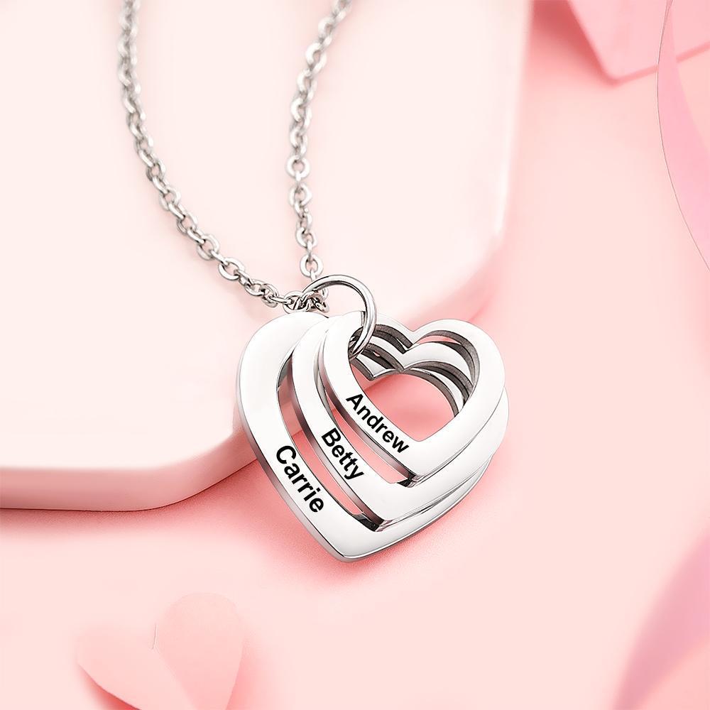 Engraved Necklace Disc Necklace Name Necklace Heart-shaped Memorial Gifts for Family