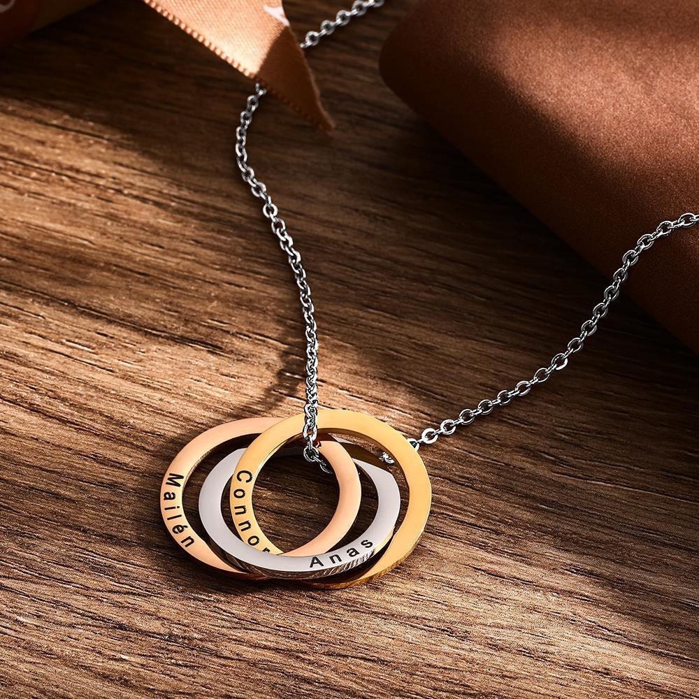 Custom 3 Circle necklace Russian Ring Necklace Stainless Steel