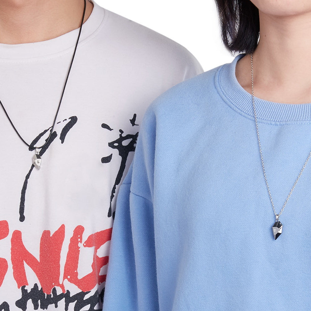 Personalized Two Souls One Heart Pendant Necklaces for Couple Wishing Stone Magnet Couples Necklace Gifts - soufeelau