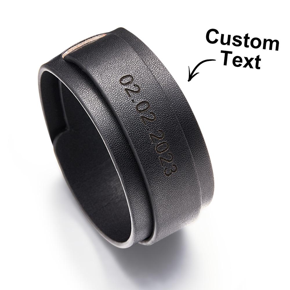 Custom Engraved Leather Bracelet Personalized Vintage Wrap Adjustable Bracelet Gift For Him - soufeelau