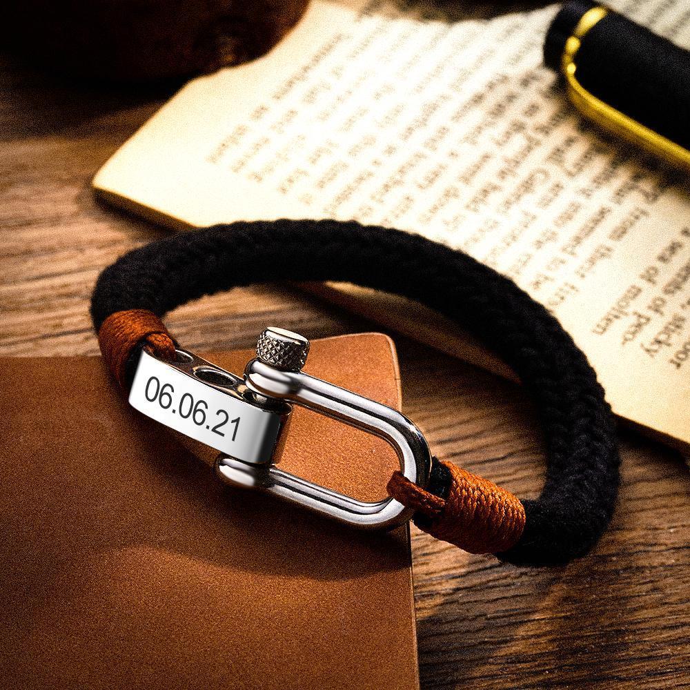 Custom Engraved Bracelet Personalized Message Bolt Bracelet Gift for Men