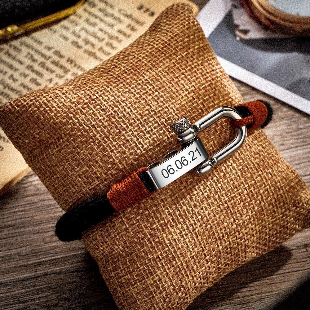 Custom Engraved Bracelet Personalized Message Bolt Bracelet Gift for Men