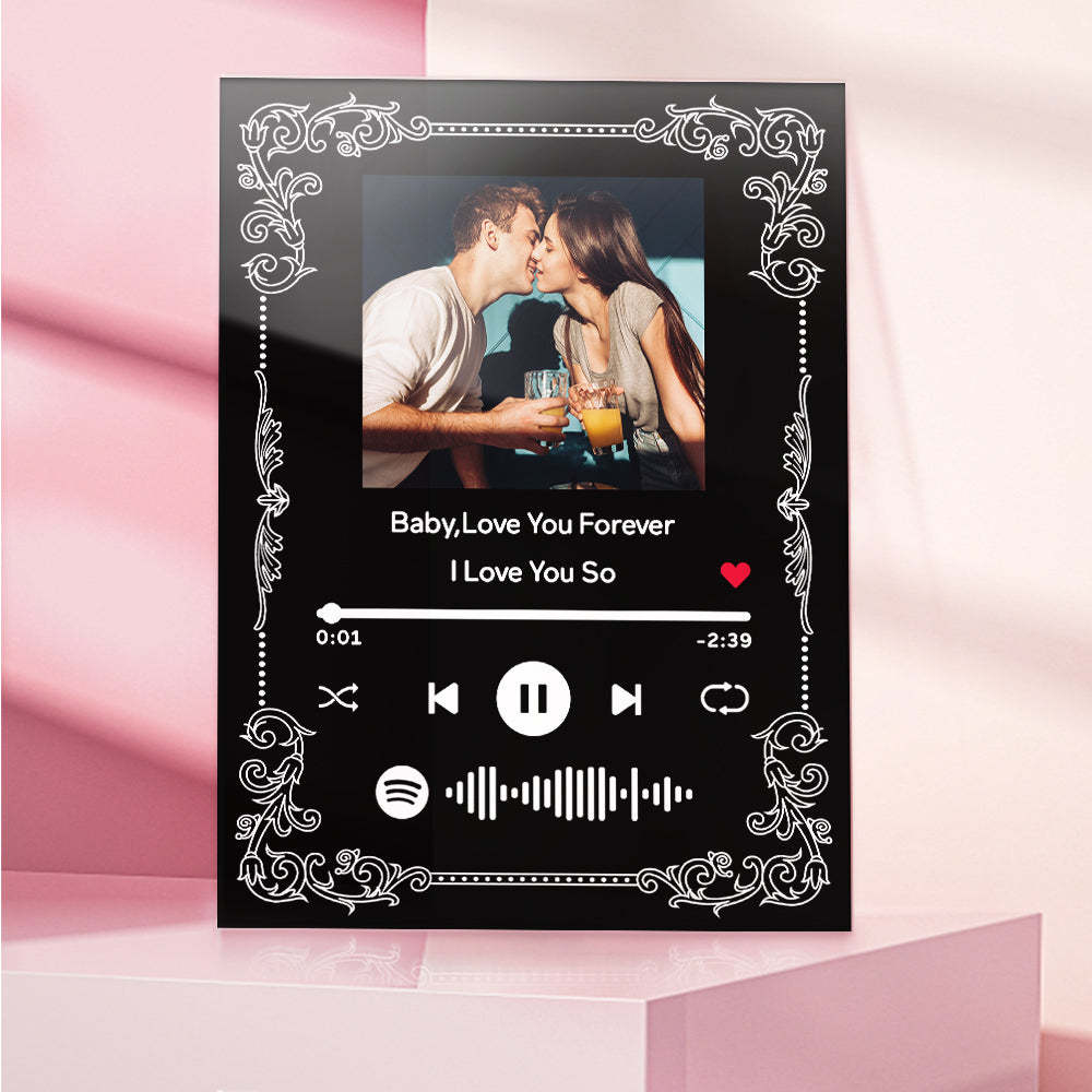 Personalized Spotify Code Keychain Acrylic Music Board Plaque Couple Photo Gift - soufeelau
