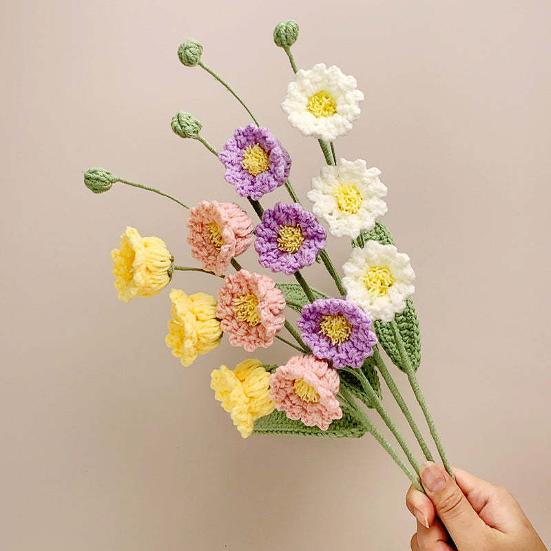 Bell Orchid Crochet Flower Handmade Knitted Flower Gift for Lover - soufeelau