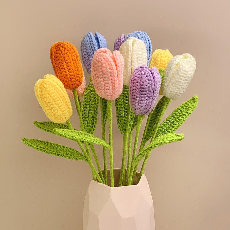 Tulip Crochet Flower Handmade Knitted Flower Gift for Lover - soufeelau