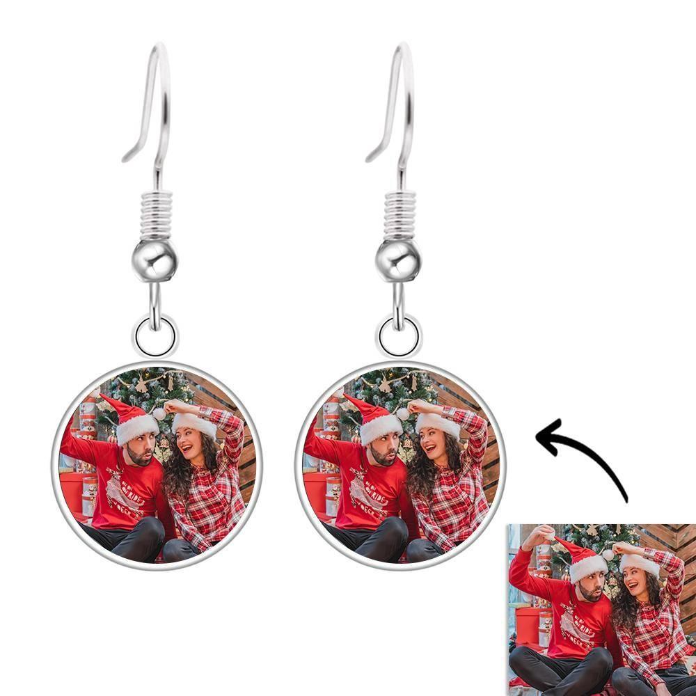 Photo Earrings, Drop Earrings Two Photos Unique Gifts for Her