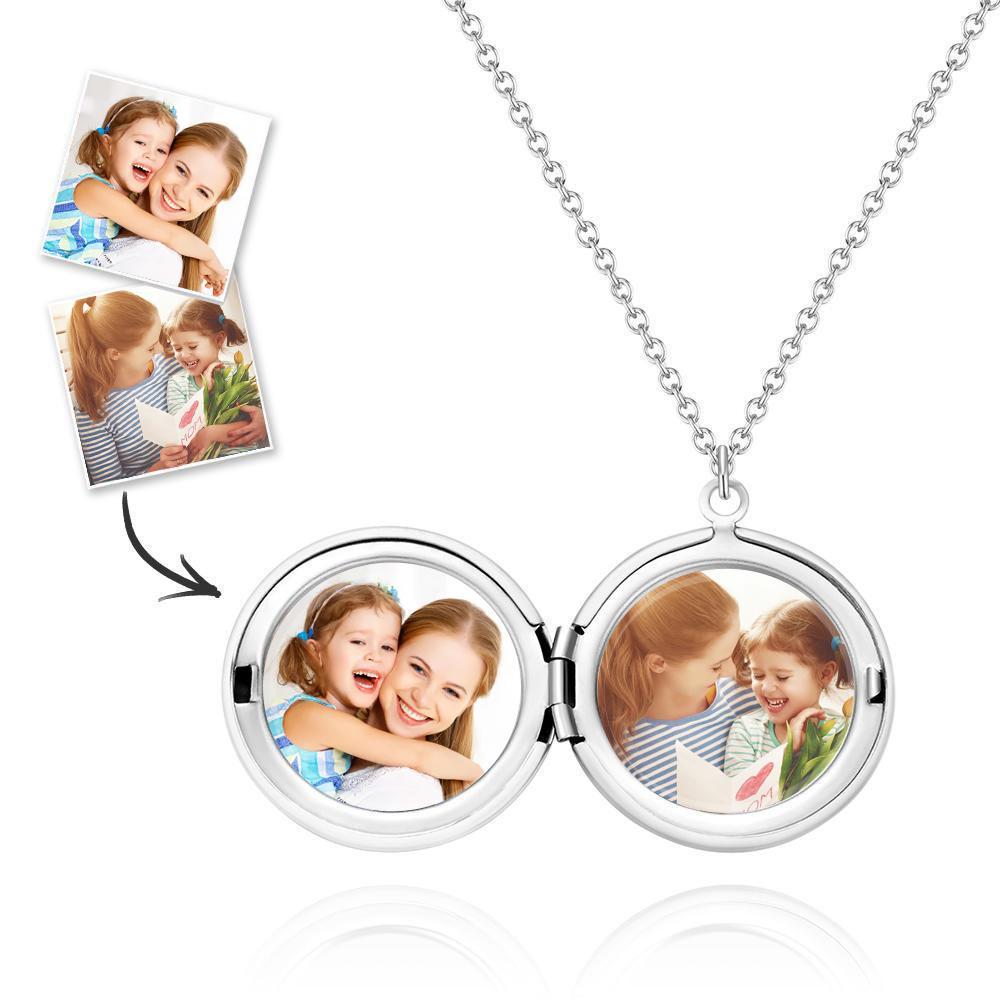 Photo Necklace with Two Pictures Silver Color Chain Gifts Ideas Gifts For Mother - soufeelau