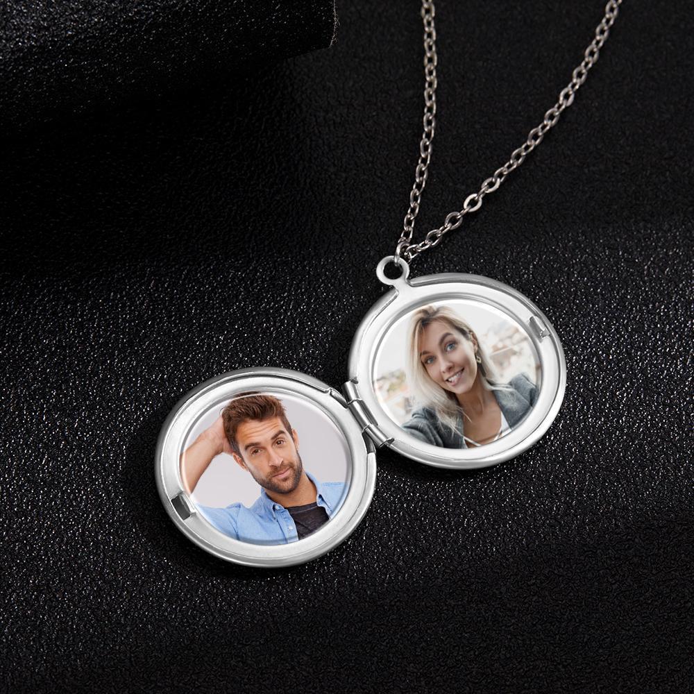 Photo Necklace with Two Pictures Silver Color Chain Gifts Ideas Gifts For Mother - soufeelau