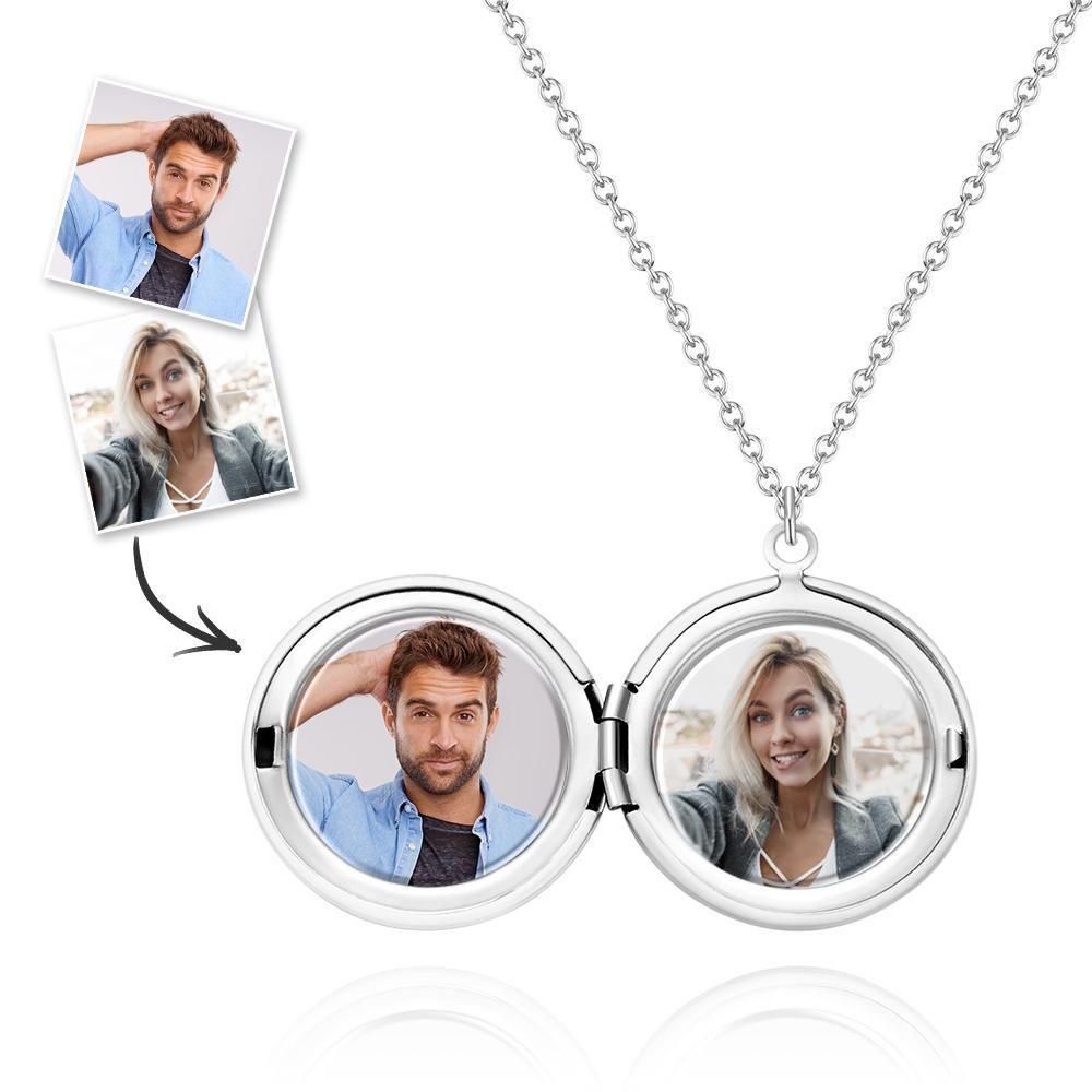 Photo Necklace with Two Pictures Silver Color Chain Gifts Ideas Gifts For Mother - soufeelau