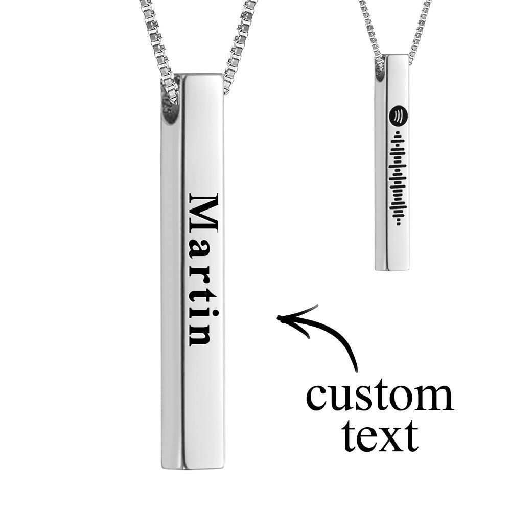 Spotify Code Necklace 3D Engraved Vertical Bar Necklace Gifts