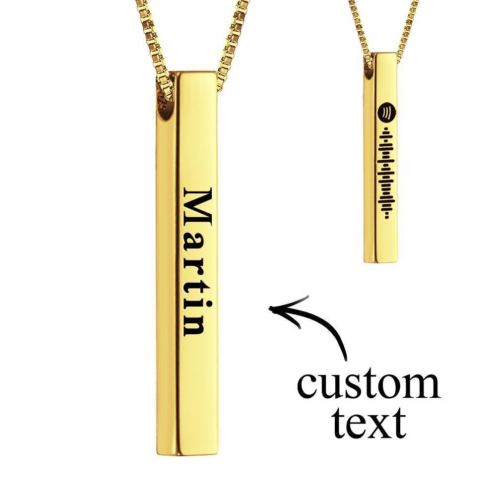 Spotify Code Necklace 3D Engraved Vertical Bar Necklace Gifts - soufeelau