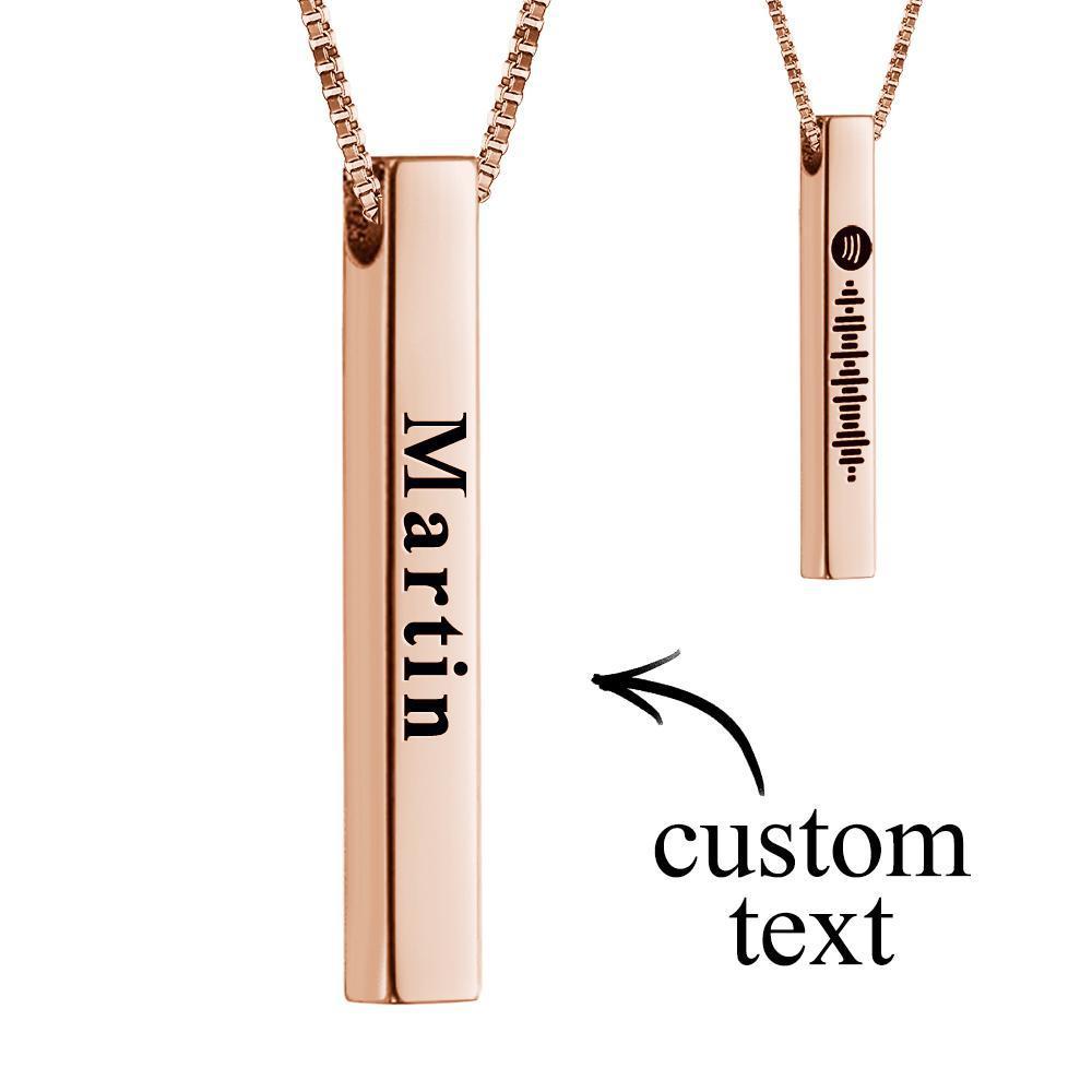 Spotify Code Necklace 3D Engraved Vertical Bar Necklace Gifts - soufeelau