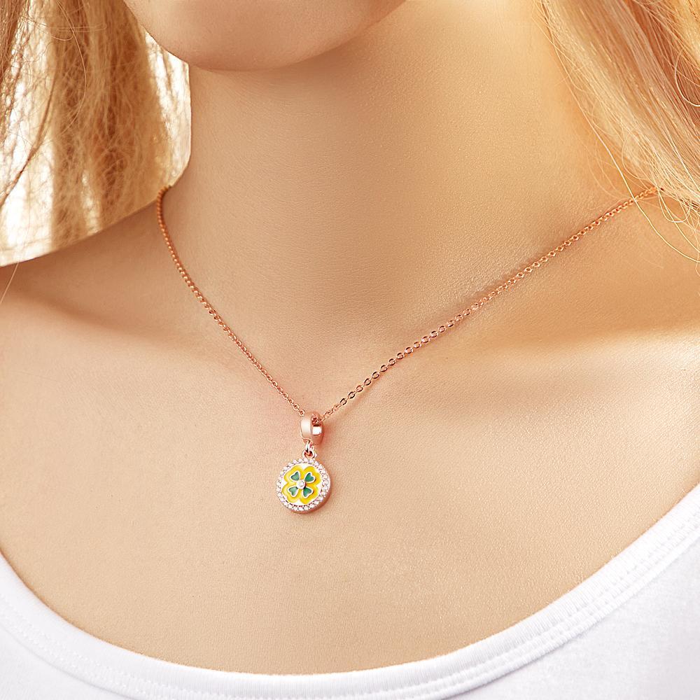 Custom Photo Necklace Four-leaf Clover Pendant Necklace Gift for Women - soufeelau