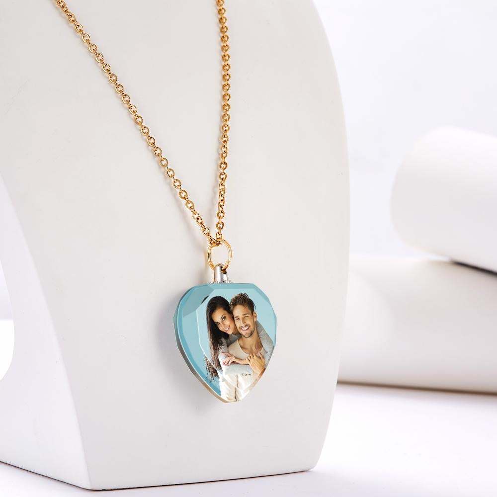 Custom Photo Heart Shaped Crystal Necklace Personalized Charm Pendant Couple's Valentine's Day Gifts - soufeelau