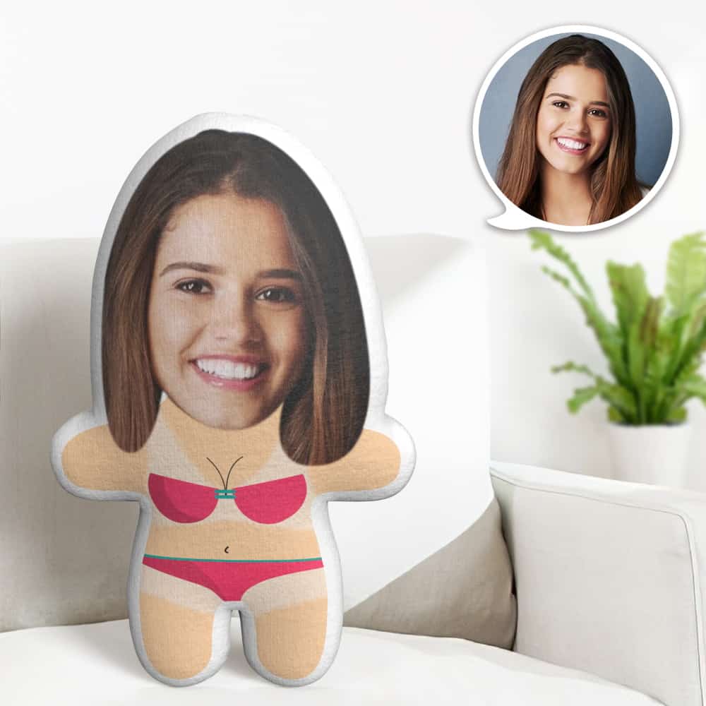 Sunburnt Woman Minime Throw Pillow Custom Face Pillow Personalized Cute Minime Pillow Gifts - soufeelau