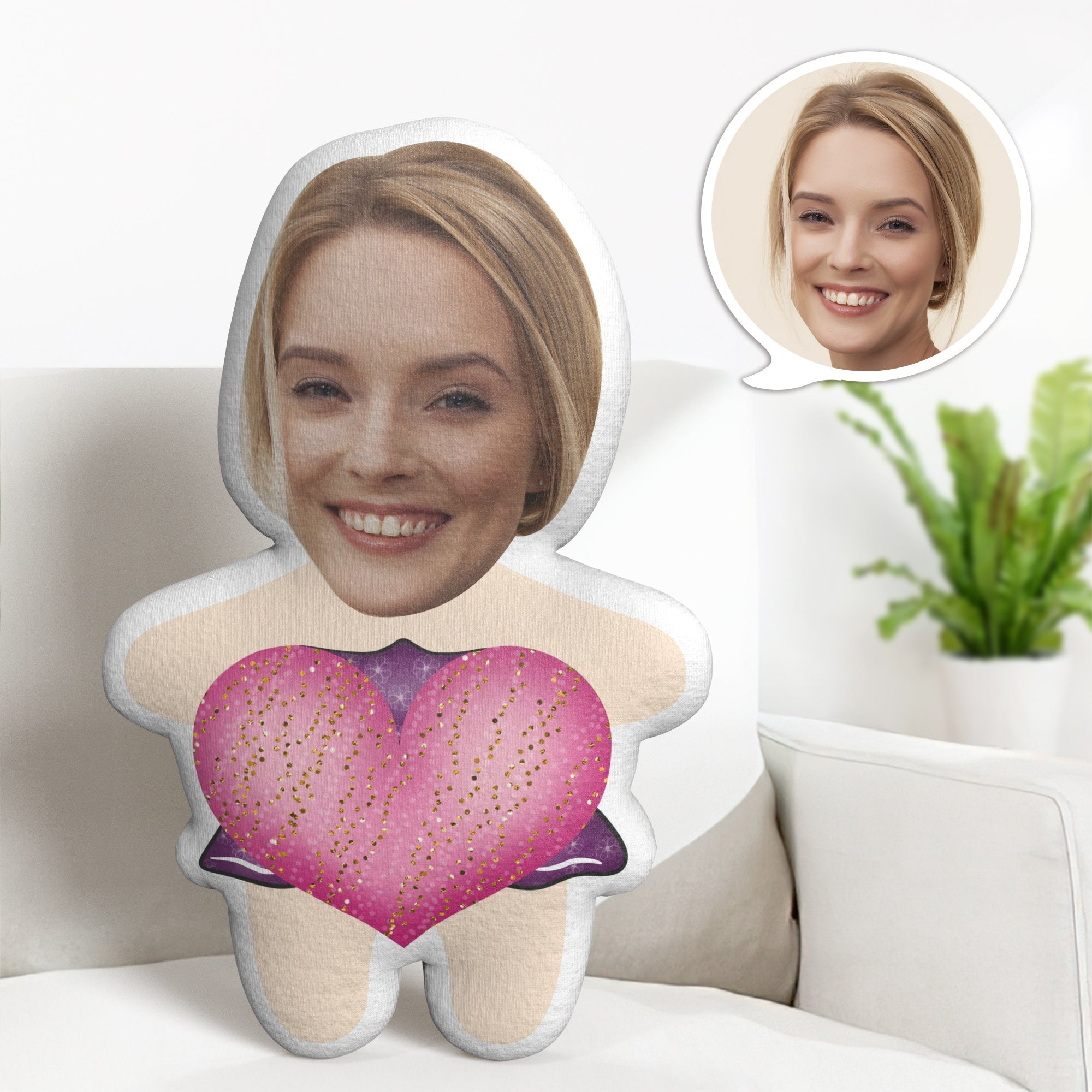 Custom Face Minime Throw Pillow Valentine's Day Pillow Funny Throw Pillow Gifts - soufeelau