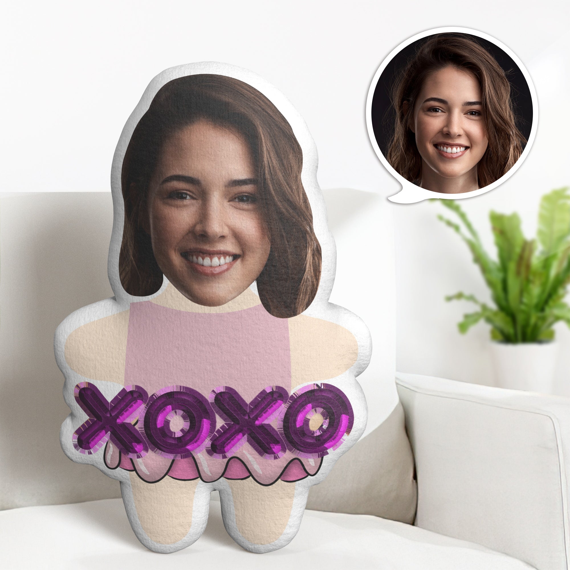 Custom Face Minime Throw Pillow Personalized XOXO Minime Throw Pillow Valentine's Day Gifts - soufeelau