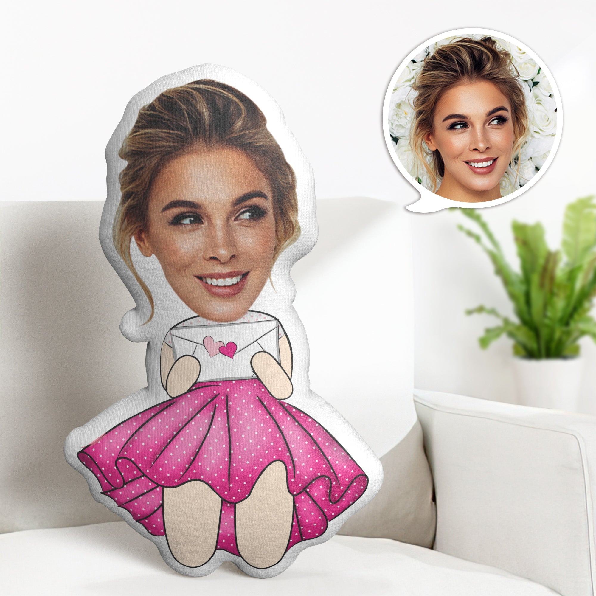 Custom Face Minime Throw Pillow Personalized Valentine's Day Minime Throw Pillow Gifts for Her - soufeelau