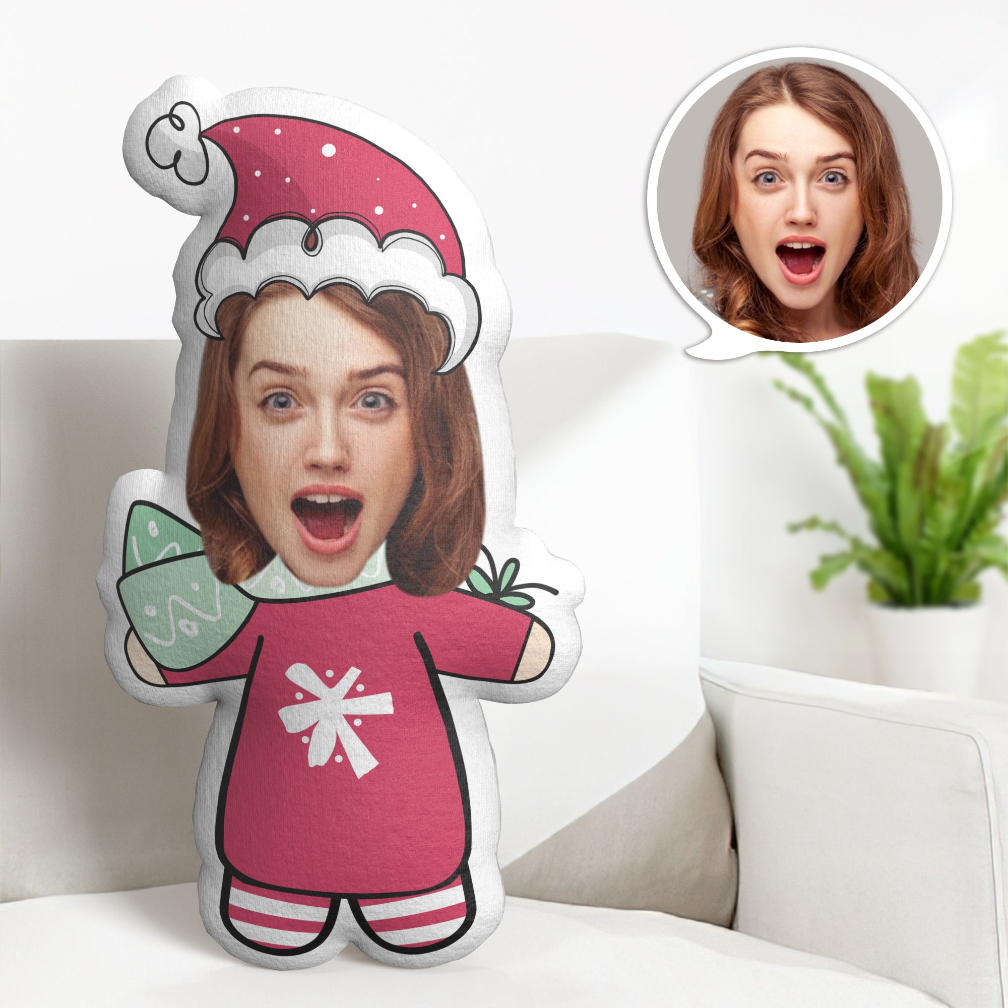 Custom Christmas Minime Throw Pillow Personalized Cartoon Minime Throw Pillow - soufeelau
