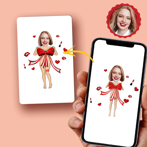 Scannable AR VR Animation 3D Card Virtual Reality Animation AR Graphic Cards Red Bow - soufeelau