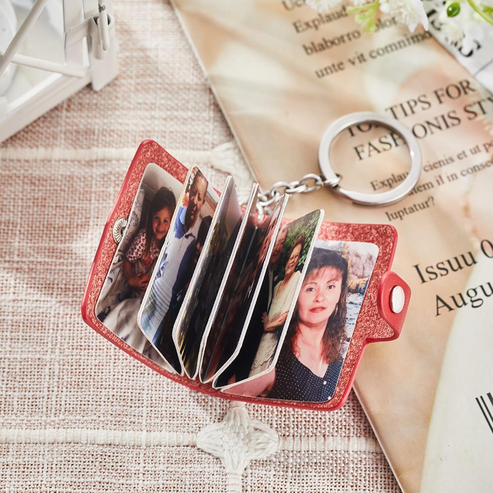 Custom Photo Leather Keychain Personalized Album Keyring Gifts for Lovers - soufeelau