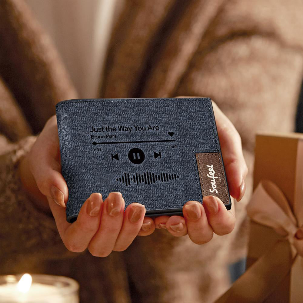 Custom Scannable Music Code Wallet Engraved Music Song Wallet Gifts for Family