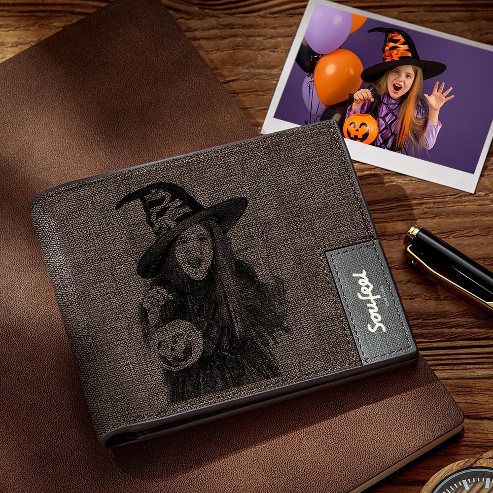 Mens Wallet, Personalized Wallet, Photo Wallet with Engraving Gifts for Halloween