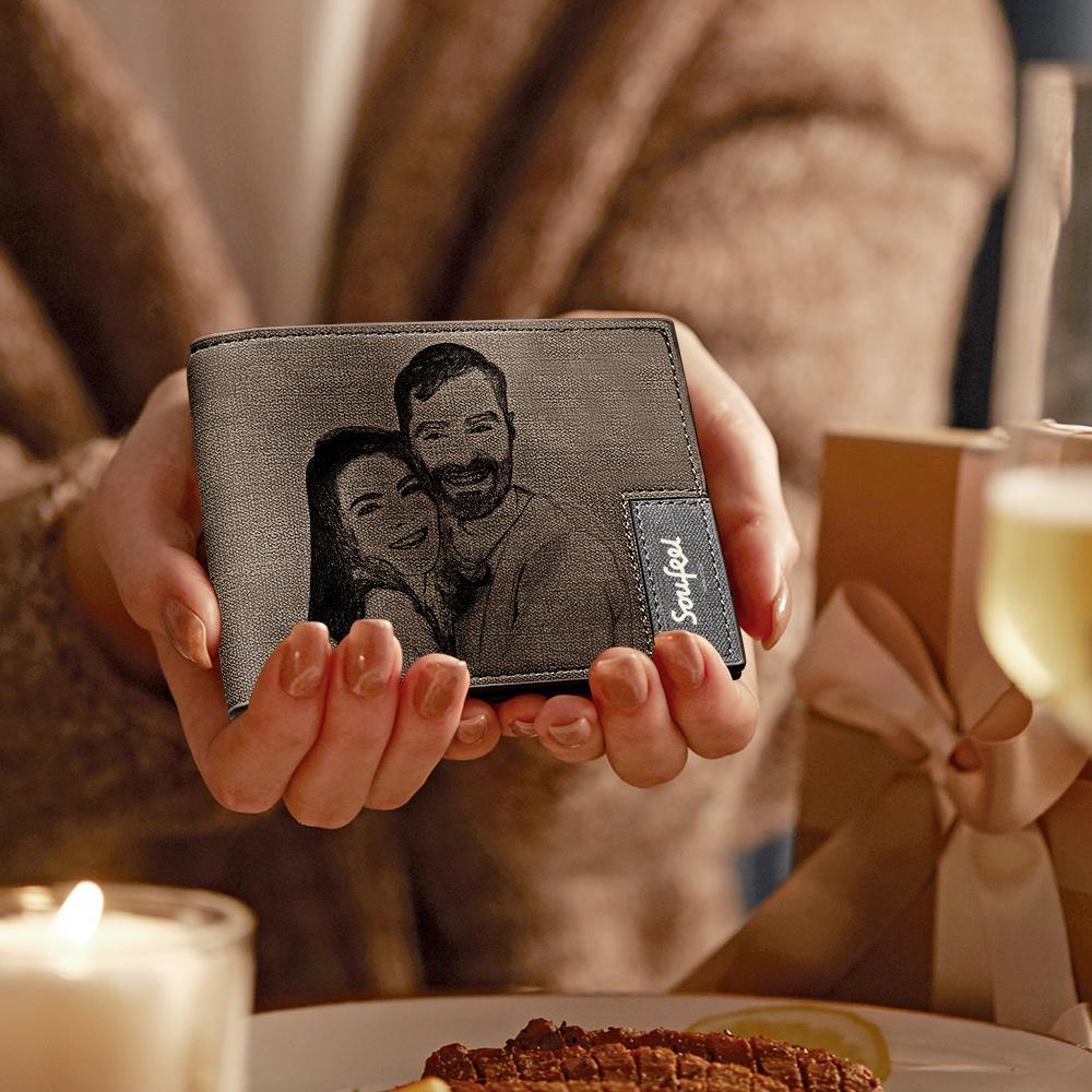 Custom  Photo Wallet with Engraving From Wife To Husband Wallet Love Message Wallet Gift