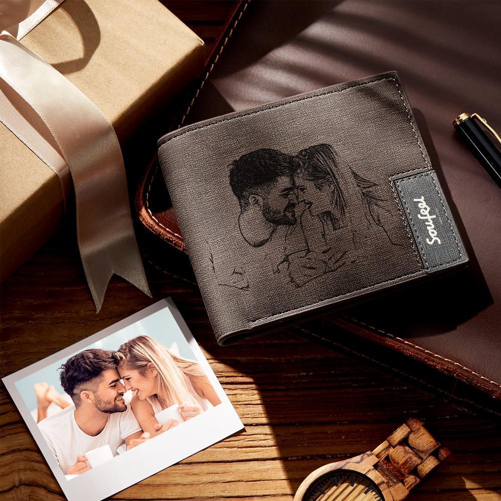 Scannable Spotify Code Wallet Photo Engraved Wallet Custom Music Song Wallet Memorial Gifts