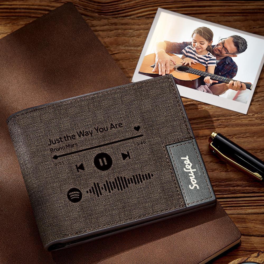 Custom Scannable Spotify Code Wallet Engraved Music Song Wallet Gifts for Family